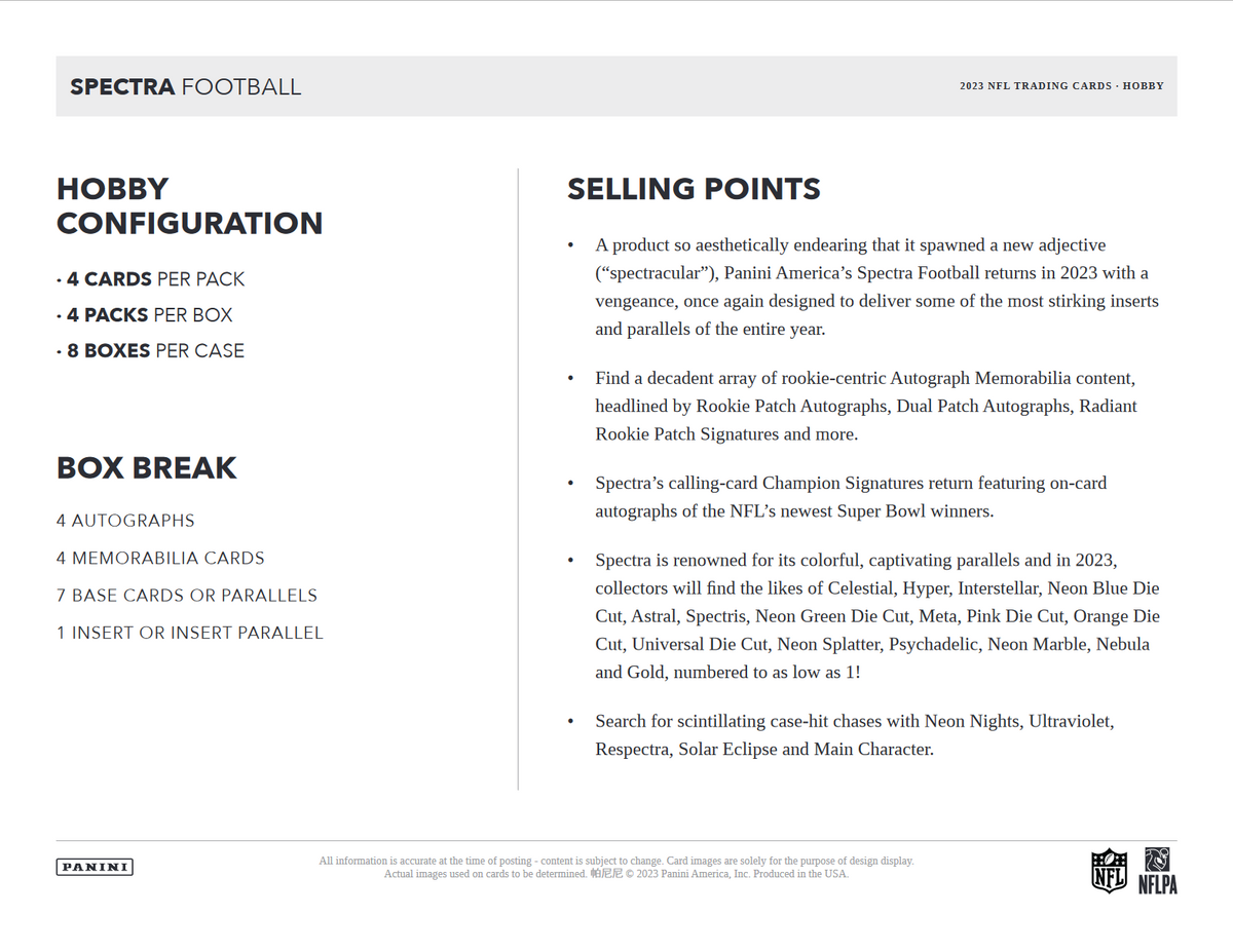 2023 Panini Spectra Football Hobby Box