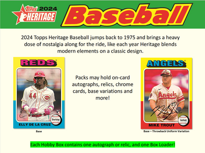 2024 Topps Heritage Baseball Hobby Box w/ 2024 NSCC Exclusive Silver Pack